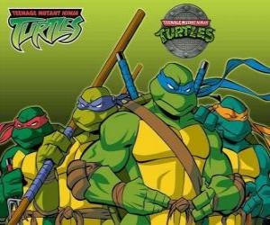 Rompicapo di I quattro Tartarughe Ninja: Leonardo, Michelangelo, Donatello e Raffaello. Tartarughe Ninja o TMNT