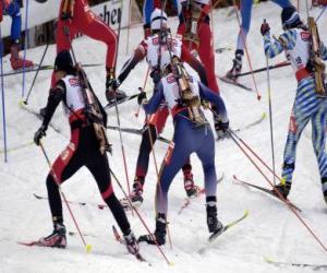 Rompicapo di Il biathlon in uno sport invernale che combina cross-sci paese con tiro al bersaglio.