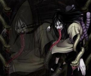 Rompicapo di Il ninja Orochimaru con i serpenti come parte del suo corpo dopo varie modifiche