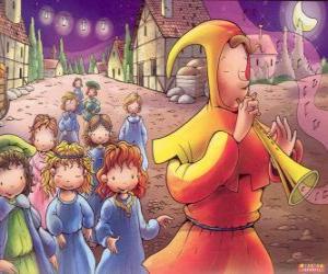 Rompicapo di Il pifferaio di Hamelin misteriosamente con tutti i bambini della città dietro il suono del flauto