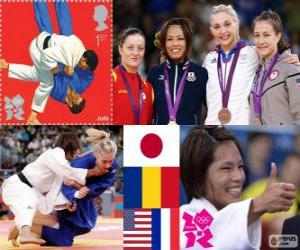 Rompicapo di Judo femmina podio - 57kg, Kaori Matsumoto (Giappone), Corina Căprioriu (Romania) e Marti Malloy (Stati Uniti), Automne Pavia (Francia) - Londra 2012-