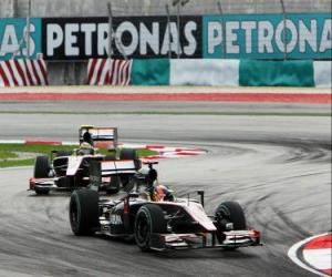 Rompicapo di Karun Chandhok, Bruno Senna - HRT - Sepang 2010