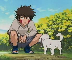 Rompicapo di Kiba Inuzuka e il suo cane e migliore amico Akamaru fanno parte del Team 8