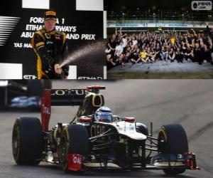 Rompicapo di Kimi Raikkonen festeggia la sua vittoria nel Gran Premio di Abu Dhabi 2012