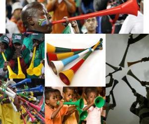 Rompicapo di La vuvuzela, è una sorta di lunga tromba, utilizzato dai tifosi per incitare la loro squadra, caratteristica in Sud Africa di calcio.