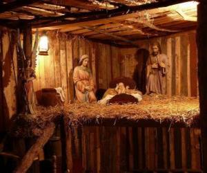 Rompicapo di Le figurine dil presepio in un piccolo edificio in legno