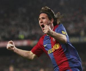 Rompicapo di Lionel Messi festeggia un gol