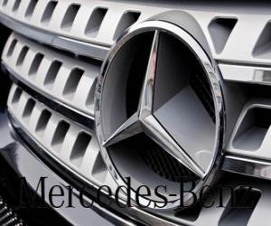 Rompicapo di Logo Mercedes, Mercedes-Benz, marca di veicoli tedesca. Stella a tre punte di Mercedes