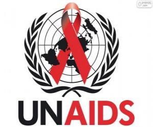 Rompicapo di Logo UNAIDS. Programma delle Nazioni Unite per l'AIDS / HIV