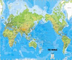 Rompicapo di Mappa del mondo. Planisfero. Proiezione di Mercatore