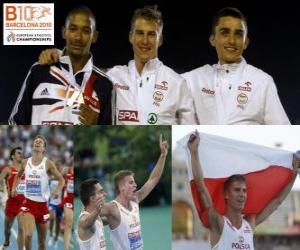 Rompicapo di Marcin Lewadowski campione 800 m, Michael e Adam Kszczot Rimmer (2 ° e 3 °) di atletica leggera Campionati europei di Barcellona 2010