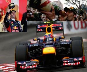 Rompicapo di Mark Webber celebra la vittoria al Gran Premio di Monaco (2012)