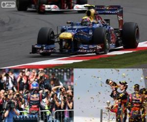 Rompicapo di Mark Webber festeggia la sua vittoria nel Grande premio Inghilterra 2012