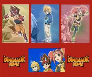 Rompicapo di Max, Rex e Zoe, gli esperti sui dinosauri ei protagonisti della serie Dinosaur King