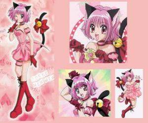 Rompicapo di Momomiya Ichigo, la protagonista di Mew Mew - Amiche vincenti, trasforma en Mew Ichigo con il suo robot Masha