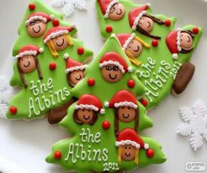 Rompicapo di Natale biscotti a forma di albero di Natale