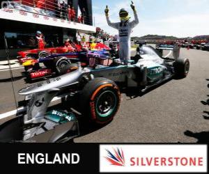 Rompicapo di Nico Rosberg celebra la sua vittoria nel Gran Premio di Gran Bretagna 2013