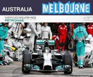 Rompicapo di Nico Rosberg celebra la sua vittoria nel Gran Premio di Australia 2014