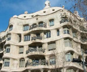 Rompicapo di Opere di Antoni Gaudí. La Pedrera o Casa Milà da Gaudi, Barcellona, Spagna.