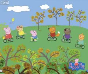 Rompicapo di Peppa Pig e le sue amiche in bicicletta