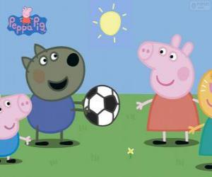 Rompicapo di Peppa Pig, giocare la palla con i suoi amici