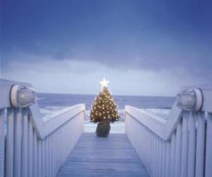 Rompicapo di Piccolo Albero di Natale decorato fronte mare