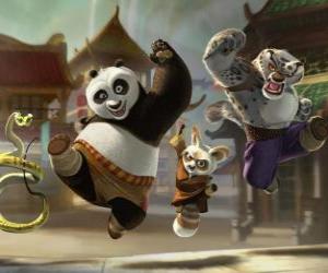 Rompicapo di Po con i suoi amici Snake, Fu Shifu e Tai Lung