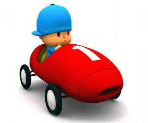 Rompicapo di Pocoyo alla guida di una macchina da corsa