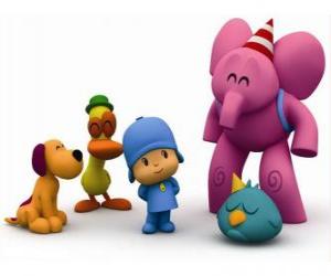Rompicapo di Pocoyo ei suoi amici Pato, Elly, Loula e Ronfotto
