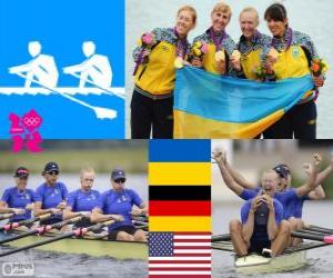 Rompicapo di Podi canottaggio Quattro di coppia femminile, Ucraina, Germania e Stati Uniti - Londra 2012 - podio