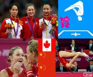 Rompicapo di Podi ginnastica trampolino femminile, Rosannagh Maclennan (Canada), Huang Shanshan e lui Teo (Cina) - Londra 2012-