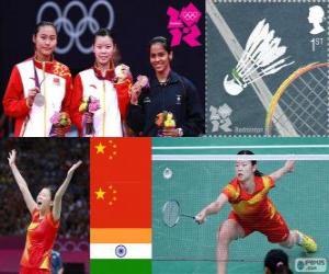 Rompicapo di Podio Badminton Singolo femminile, Li Xuerui (Cina), Wang Yihan (Cina) e serva Nehwal (India) - Londra 2012-