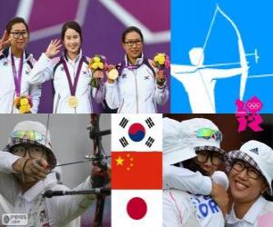 Rompicapo di Podio di tiro con l'arco squadra femminile, Corea del sud, Cina e Giappone - Londra 2012 -