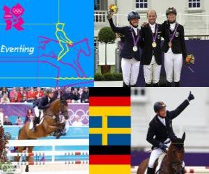 Rompicapo di Podio equestri singoli eventi, Michael Jung (Germania), Sara Algotsson Ostholt (Svezia) e Sandra Auffahrt (Germania) - Londra 2012-