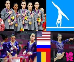 Rompicapo di Podio ginnastica artistica concorso a squadre femminile, Stati Uniti, Russia e Romania - Londra 2012-