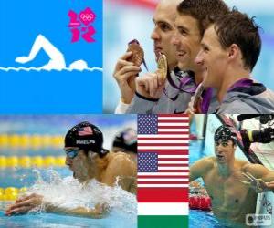 Rompicapo di Podio Nuoto 200 metri misti maschili, Michael Phelps, Ryan Lochte (Stati Uniti) e László Cseh (Ungheria) - Londra 2012-