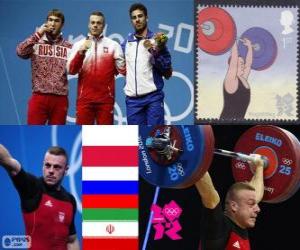 Rompicapo di Podio pesi 85 kg uomini, Adrian Frantsevič (Polonia), fitness Aujadov (Russia) e (Iran) - Londra 2012 - Giorgio Rostami