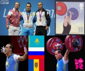 Rompicapo di Podio pesi 94 kg uomini, Ilya Ilyin (Kazakistan), Alexandr Ivanov (Russia) e Anatoly Ciricu (Moldavia) - Londra 2012-