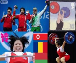 Rompicapo di Podio sollevamento pesi 63 kg donne, Rim Jong-Sim (Corea del Nord), Roxana Cocoş (Romania) e Maryna Shkermankova (Bilorrusia) - Londra 2012-