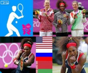 Rompicapo di Podio tennis singolare femminile, Serena Williams (Stati Uniti), Maria Sharapova (Russia) e Victoria Azarenka (Bielorussia) - Londra 2012-