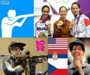 Rompicapo di Podio tiro carabina 50 metri 3 posizioni femminile, Jamie Lynn Gray (Stati Uniti), Ivana Migliarese (Serbia) e Adela Sykorova (Repubblica Ceca) - Londra 2012-