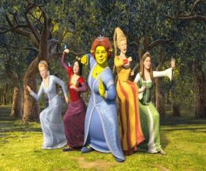 Rompicapo di Principesse Cenerentola, Biancaneve e i sette nani, Fiona, Raperonzolo e La bella addormentata