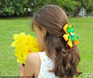 Rompicapo di Ragazza con fiori