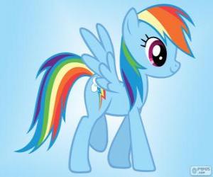 Rompicapo di Rainbow Dash, un pony pegaso con la coda dell'arcobaleno