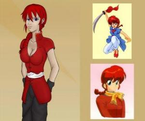 Rompicapo di Ranma Saotome nella sua forma femminile, Ranma è il protagonista del cartone animato Ranma