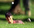 Tiger Woods batte dal bunker