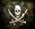 Bandeira pirata Calico Jack, due spade in decusse e un teschio