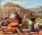 Noè construito la sua arca per salvare dil diluvio  gil eletti