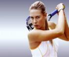 Maria Sharapova preparati per un colpo di