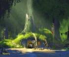 La casa di Shrek nella palude circondata da vegetazione